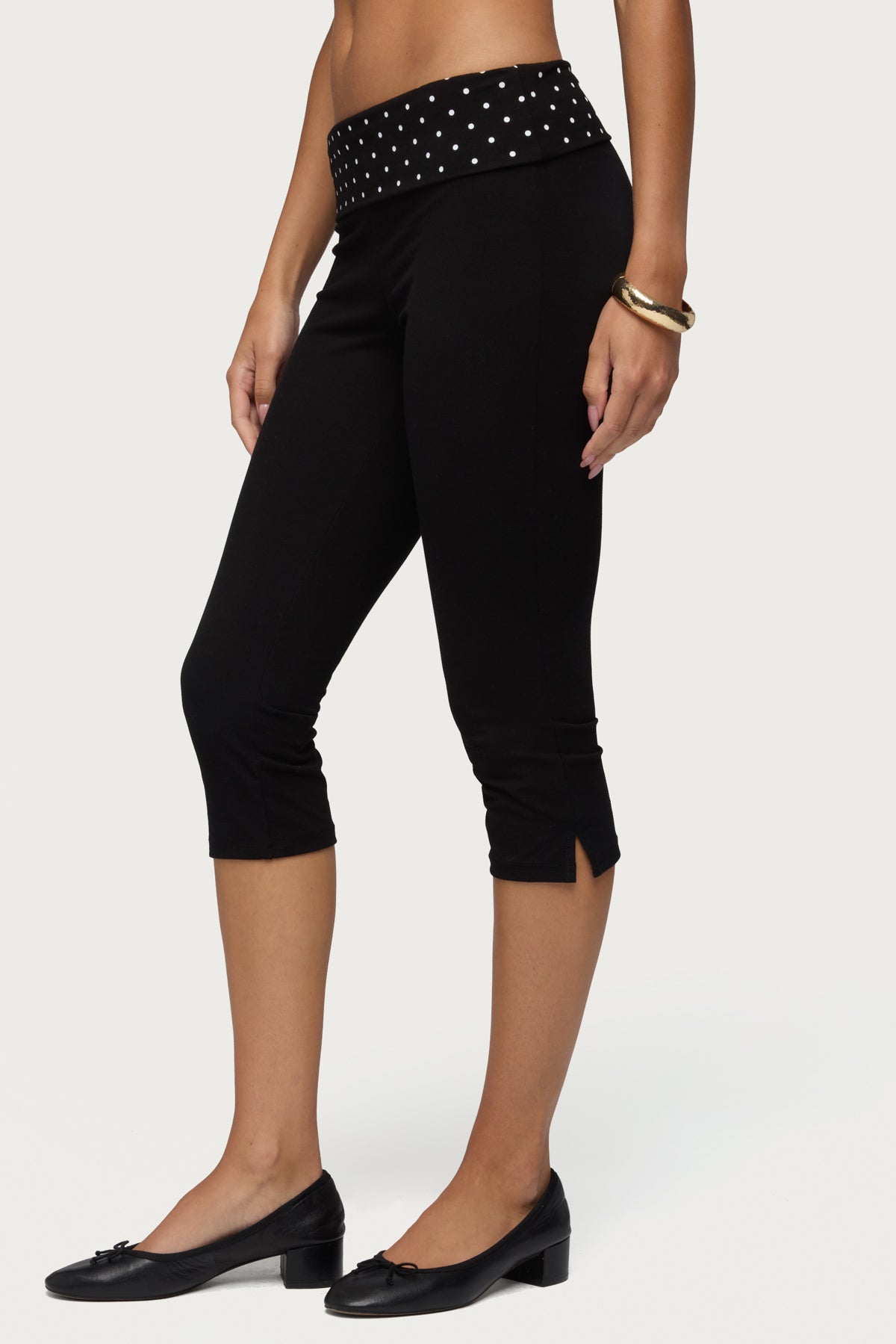 Genni Polka Dot Foldover Capri Pants - Image 3