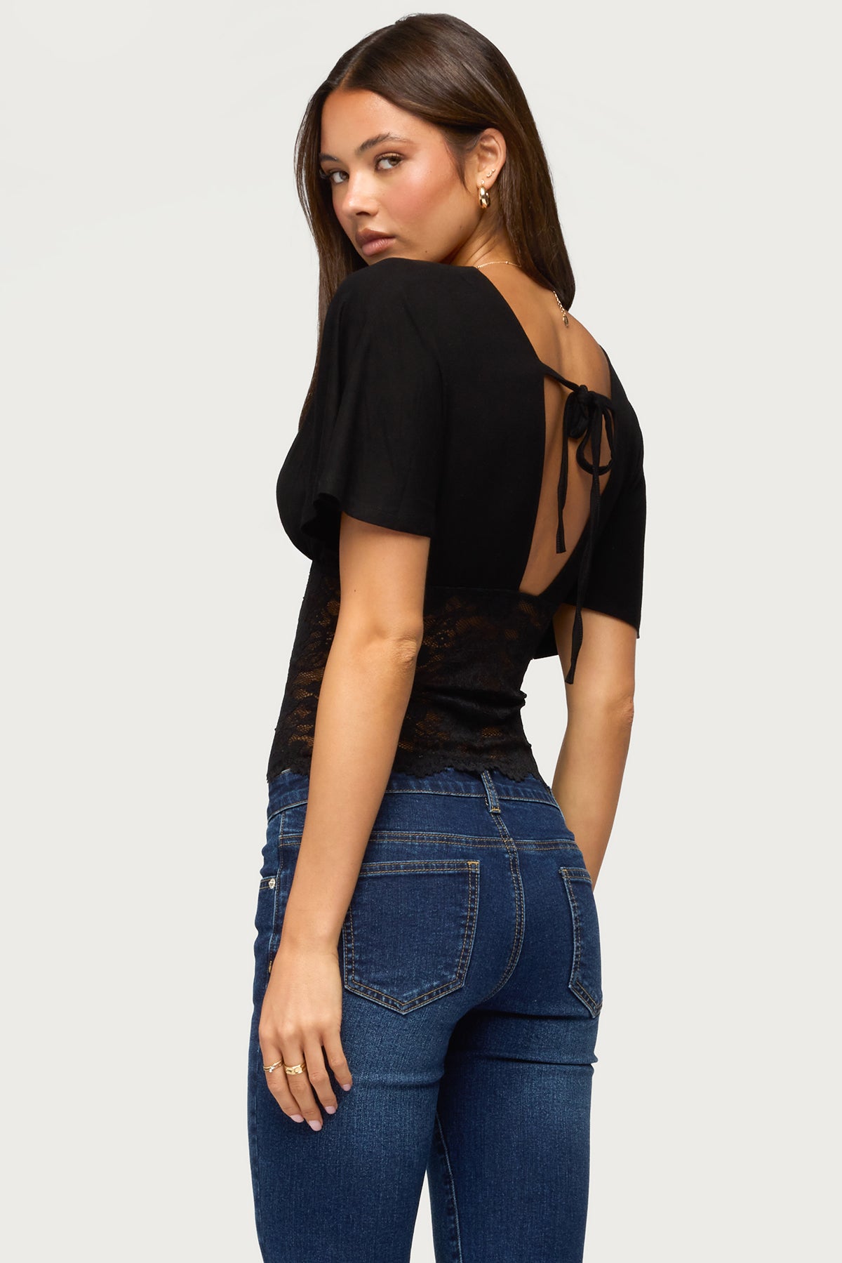 Jaeda Lacey Flutter Plunging Top - Image 4
