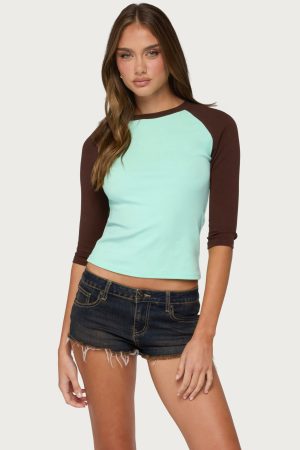 Irva Contrast Raglan Top