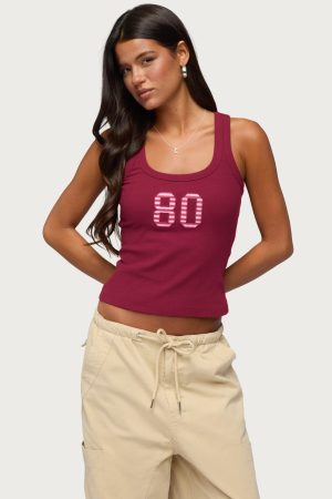 80 Stripey Ribbed Tank Top