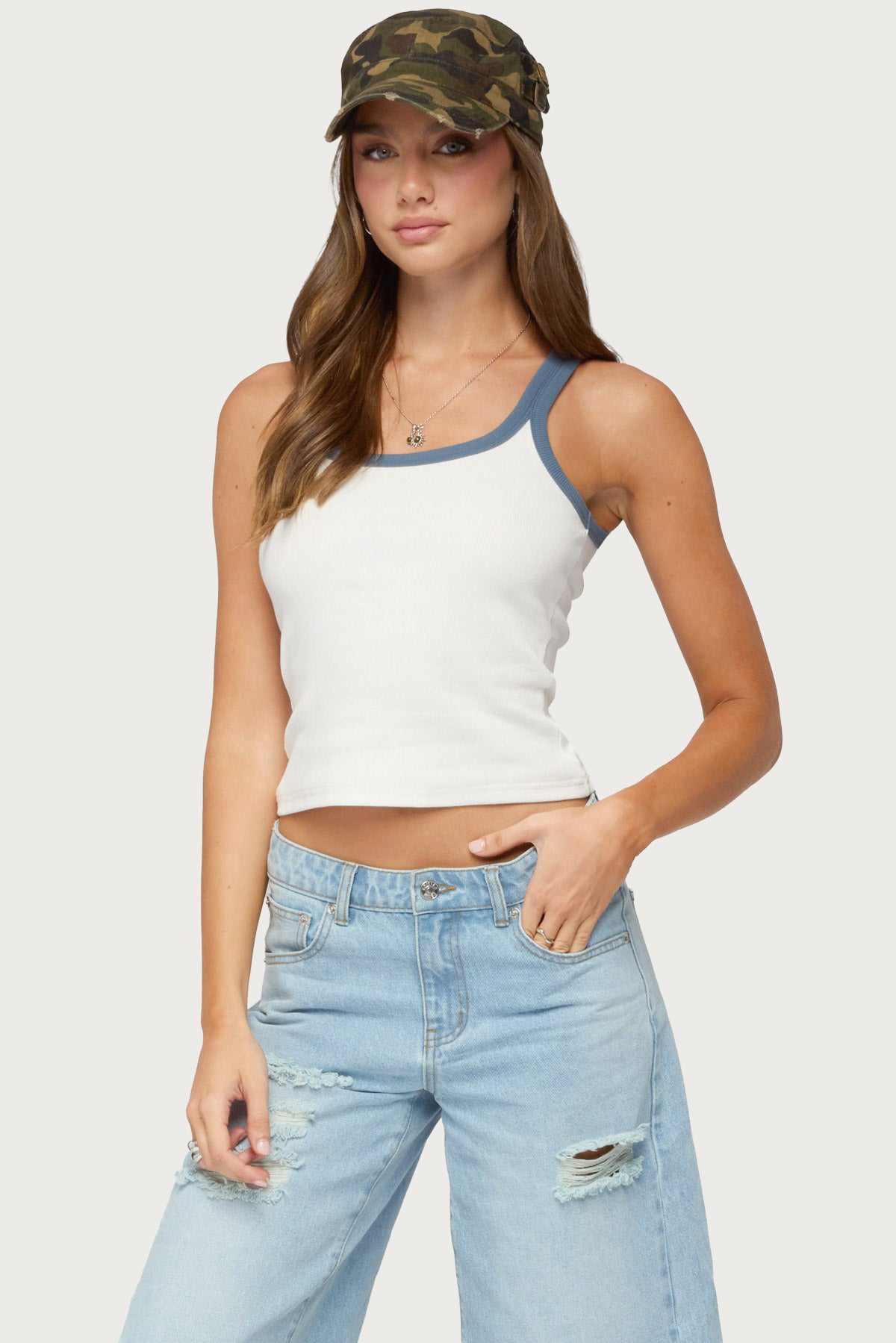 Eida Contrast Ribbed Tank Top - Image 2